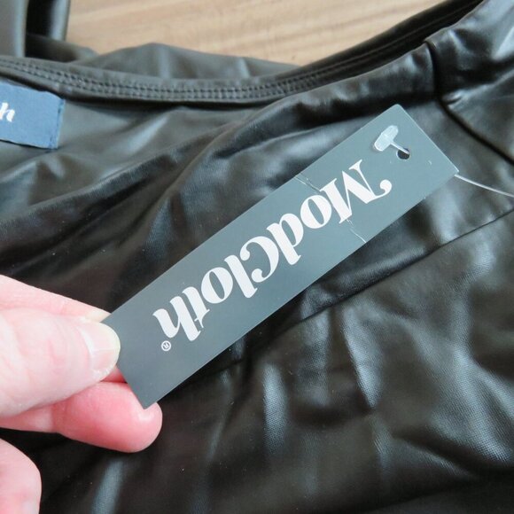 MODCLOTH Keen on Sheen Faux Vegan Leather Leggings in Black Goth - Size L NWT - Picture 14 of 14